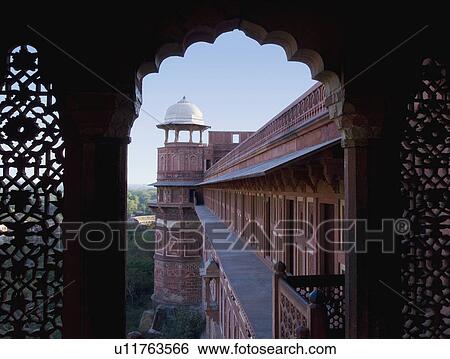 Stock Photograph - Dome viewed through a window, Jahangiri Mahal, Agra Fort, Agra, Uttar Pradesh, India. Fotosearch