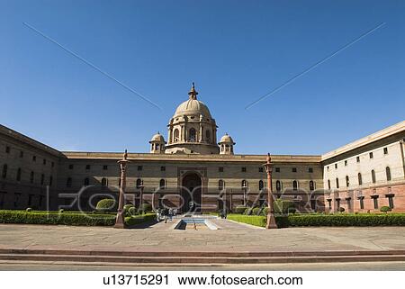 Stock Image - Facade of a government building, Rashtrapati Bhavan, New Delhi, India. Fotosearch