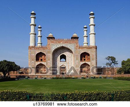 Facade of a mausoleum, Sikandra, Agra, Uttar Pradesh, India View Large Photo Image Stock Image - Facade of a mausoleum, Sikandra, Agra, Uttar Pradesh, India. Fotosearch
