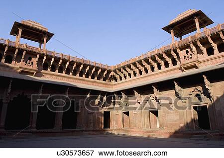 Low angle view of a fort, Jahangiri Mahal, Agra Fort, Agra, Uttar Pradesh, India View Large Photo Image Stock Photo - Low angle view of a fort, Jahangiri Mahal, Agra Fort, Agra, Uttar Pradesh, India. Fotosearch