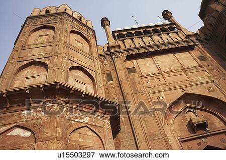Stock Photo - Low angle view of a fort, Red Fort, Delhi, India. Fotosearch