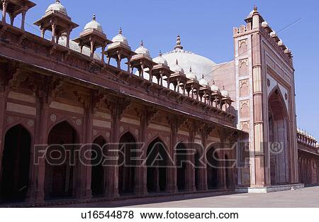 Stock Photo - Low angle view of a mosque, Jami Masjid, Fatehpur Sikri, Uttar Pradesh, India. Fotosearch