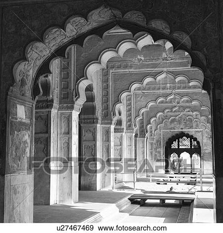 Stock Photo - Arched corridor inside a fort, Red Fort, New Delhi, India. Fotosearch