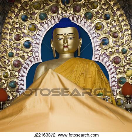 Close-up of a statue of Buddha in a temple, Namgyal Monastery, McLeodganj, Dharamshala, Himachal Pradesh, India View Large Photo Image Stock Image - Close-up of a statue of Buddha in a temple, Namgyal Monastery, McLeodganj, Dharamshala, Himachal Pradesh, India. Fotosearch