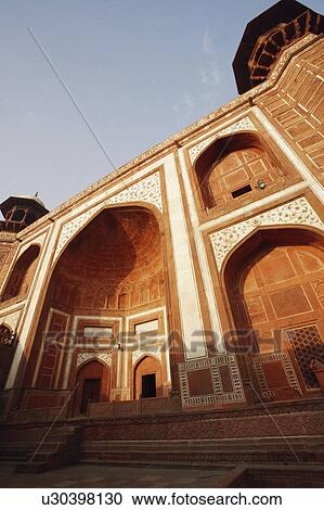 Stock Image - Low angle view of a mausoleum, Taj Mahal, Agra, Uttar Pradesh, India. Fotosearch