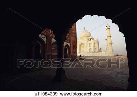 Stock Photo - Mausoleum viewed through an arch, Taj Mahal, Agra, Uttar Pradesh, India. Fotosearch