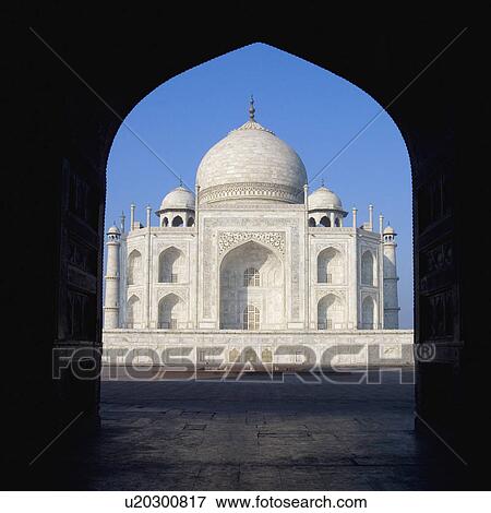 Mausoleum viewed through an arch, Taj Mahal, Agra, Uttar Pradesh, India View Large Photo Image Stock Photo - Mausoleum viewed through an arch, Taj Mahal, Agra, Uttar Pradesh, India. Fotosearch