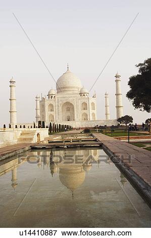 Pond in front of a mausoleum, Taj Mahal, Agra, Uttar Pradesh, India View Large Photo Image Stock Photo - Pond in front of a mausoleum, Taj Mahal, Agra, Uttar Pradesh, India. Fotosearch