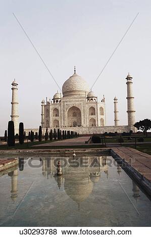 Pond in front of a mausoleum, Taj Mahal, Agra, Uttar Pradesh, India View Large Photo Image Stock Photo - Pond in front of a mausoleum, Taj Mahal, Agra, Uttar Pradesh, India. Fotosearch