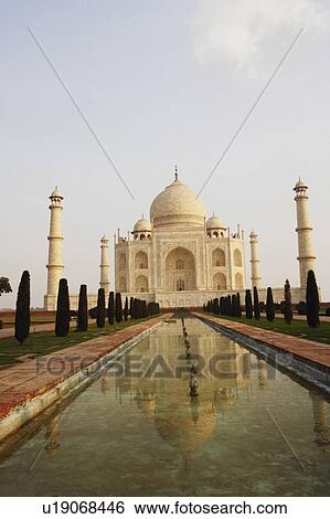 Pond in front of a mausoleum, Taj Mahal, Agra, Uttar Pradesh, India View Large Photo Image Stock Photograph - Pond in front of a mausoleum, Taj Mahal, Agra, Uttar Pradesh, India. Fotosearch