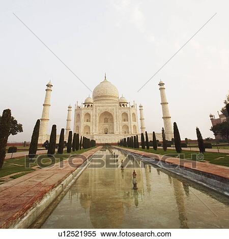 Stock Photography - Pond in front of a mausoleum, Taj Mahal, Agra, Uttar Pradesh, India. Fotosearch