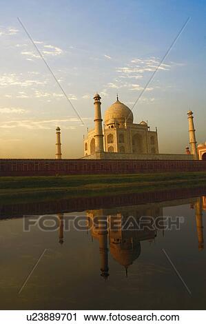 Reflection of a Mausoleum in water, Taj Mahal, Agra, Uttar Pradesh, India View Large Photo Image Stock Image - Reflection of a Mausoleum in water, Taj Mahal, Agra, Uttar Pradesh, India. Fotosearch