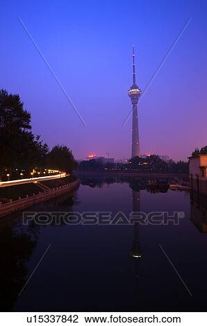 Stock Image - China, Beijing, CCTV Transmission Tower. Fotosearch