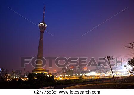 China, Beijing, CCTV Transmission Tower and busy street View Large Photo Image Stock Photography - China, Beijing, CCTV Transmission Tower and busy street. Fotosearch