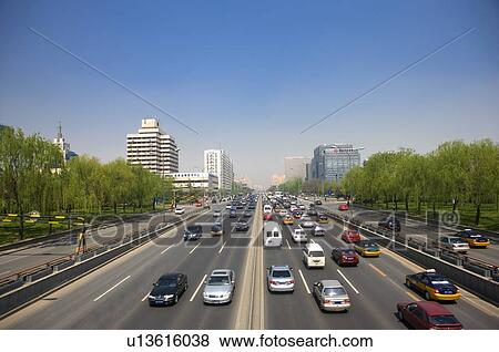 China, Beijing, Traffic on road View Large Photo Image Stock Photo - China, Beijing, Traffic on road. Fotosearch