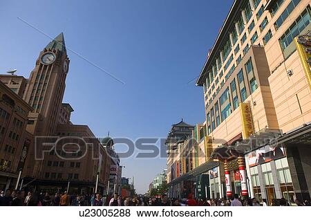 Stock Photo - China, Beijing, wangfujing shopping street. Fotosearch