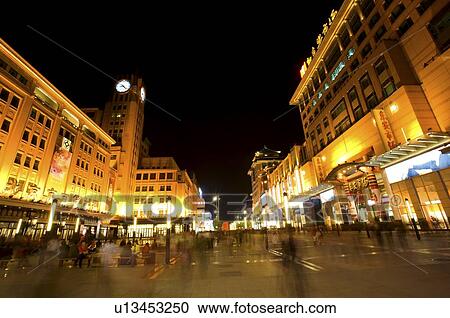 China, Beijing, wangfujing shopping street at night View Large Photo Image Stock Image - China, Beijing, wangfujing shopping street at night. Fotosearch