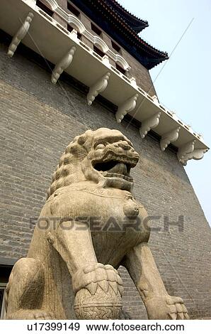 Stock Photo - Image of a guardian lion in front of Qianmen. Fotosearch