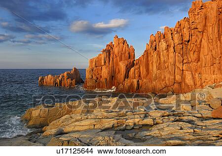 Picture - evening atmosphere, atmosphere, evening, coast, breakers, ferienprospekt, arbatax. Fotosearch