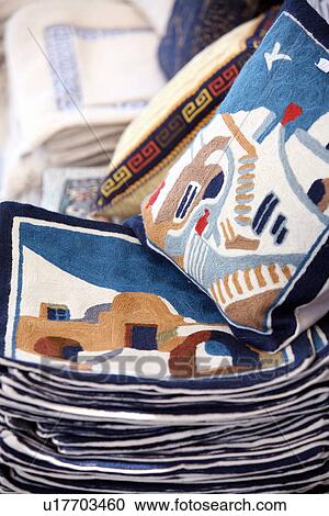 Greek island pillowcases for sale View Large Photo Image Stock Image - Greek island pillowcases for sale. Fotosearch