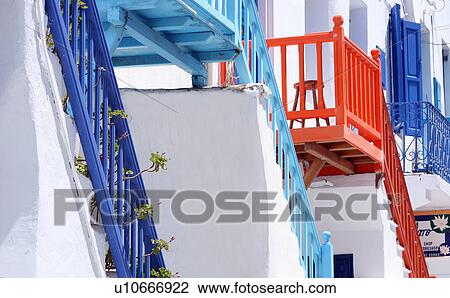 Colorful island balconies View Large Photo Image Stock Image - Colorful island balconies. Fotosearch