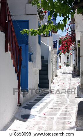 Stock Photo - Homes in an island alleyway. Fotosearch