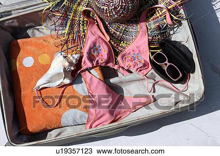 Suitcase with beach gear View Large Photo Image Stock Image - Suitcase with beach gear. Fotosearch