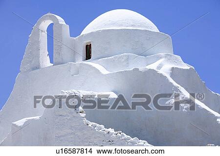 Picture - Whitewashed island church. Fotosearch