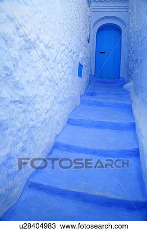Blue steps leading to door View Large Photo Image Stock Image - Blue steps leading to door. Fotosearch