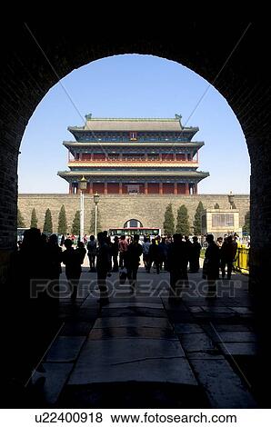 Stock Photo - A view through an arch of Qianmen. Fotosearch
