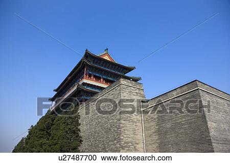 Stock Image - China, Beijing, Low angle view of Qianmen. Fotosearch