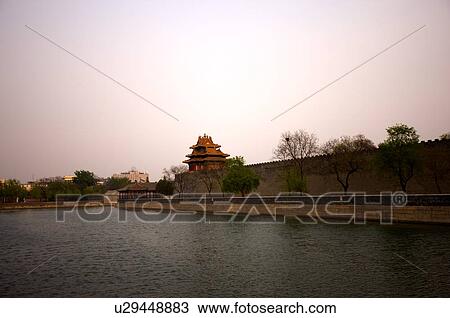 Stock Image - China, Beijing, The moat around the Forbidden City. Fotosearch