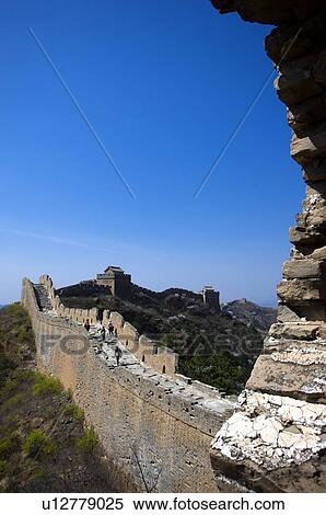 China, Jinshanling, Tourists walking on The Great Wall View Large Photo Image Stock Photography - China, Jinshanling, Tourists walking on The Great Wall. Fotosearch