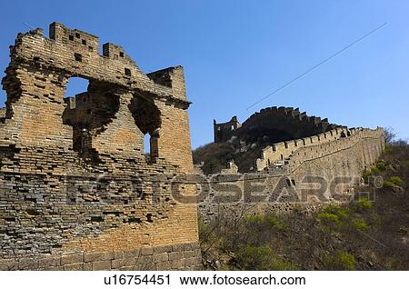China, The ruined wall of The Great Wall at Jinshanling View Large Photo Image Stock Image - China, The ruined wall of The Great Wall at Jinshanling. Fotosearch