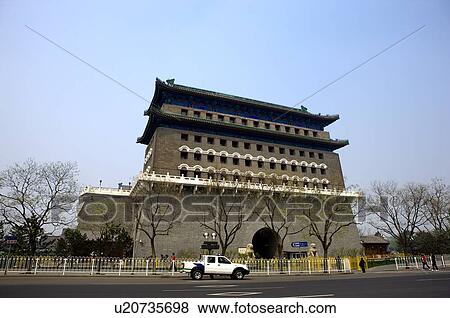 Stock Photo - Floodlit gate on Tiananmen Square. Fotosearch