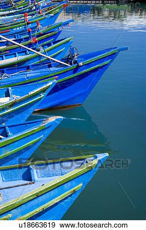 Stock Photo - Close-up of fishing boats in Fugang Harbor, Taitung County, Taiwan. Fotosearch