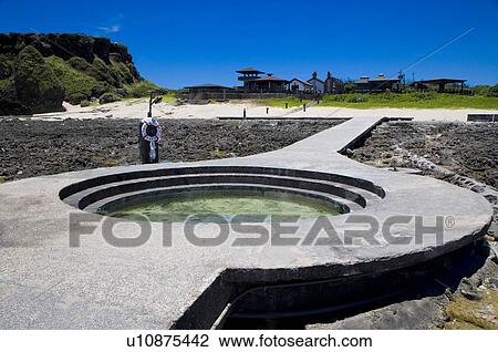 Stock Image - Jhaorih Saltwater Hot Spring, Green Island, Taitung County, Taiwan. Fotosearch