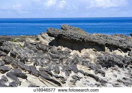 Stock Photo - Natural ginger-shaped rock formation at Little Yeliou, Taitung County, Taiwan. Fotosearch