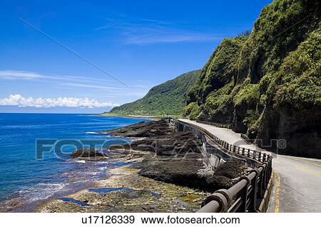 Stock Photo - Roadside view of the sea, Taitung County, Taiwan. Fotosearch