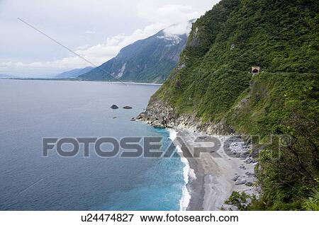 Stock Photo - View from the Suao-Hualien Highway, or Suhua Highway, in Hualien County, Taiwan. Fotosearch