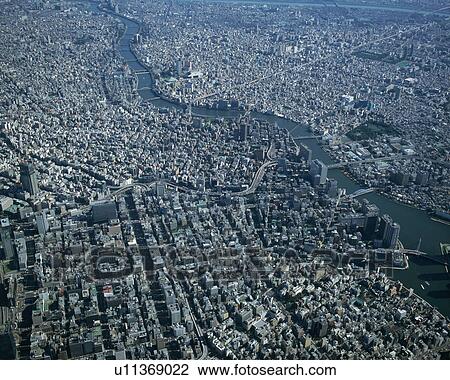 Stock Image - Aerial view of Tokyo, Japan. Fotosearch