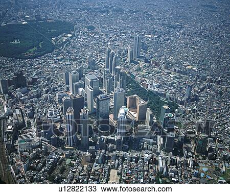 Stock Image - Aerial view of Tokyo, Japan. Fotosearch