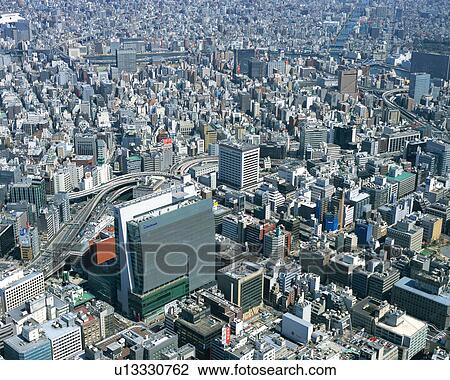 Stock Image - Aerial view of Tokyo, Japan. Fotosearch