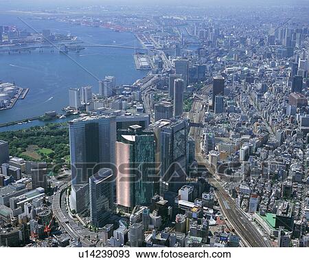 Stock Image - Aerial view of Tokyo, Japan. Fotosearch