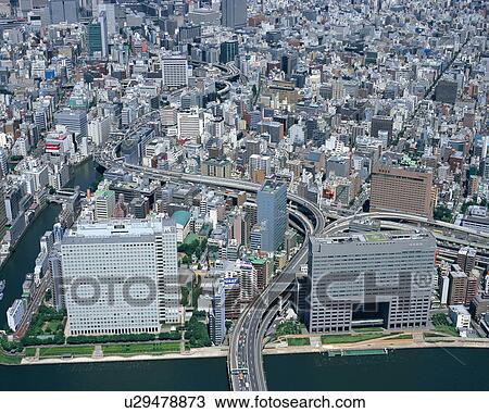 Stock Image - Aerial view of Tokyo, Japan. Fotosearch
