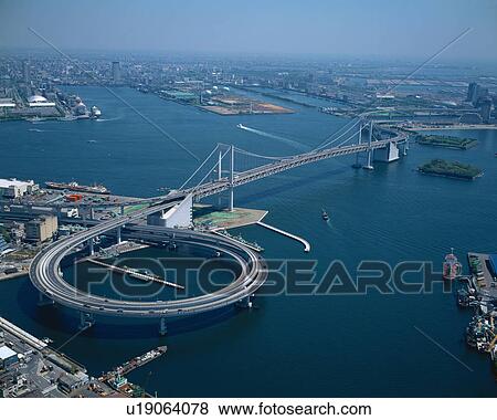 Aerial View Rainbow Bridge Tokyo Japan Stock Photo U Fotosearch