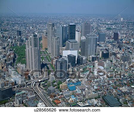 Aerial view, Shinjuku, Tokyo, Japan View Large Photo Image Stock Photograph - Aerial view, Shinjuku, Tokyo, Japan. Fotosearch
