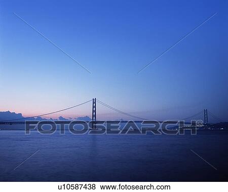 Stock Photo - Akashi Kaikyo Bridge, Kobe, Hyogo Prefecture, Japan. Fotosearch