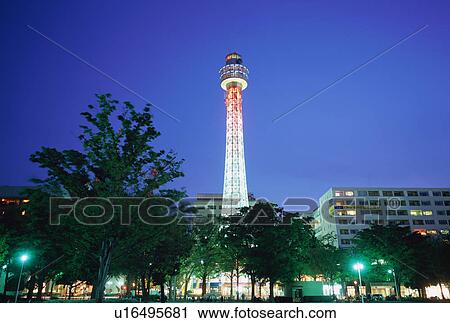 Stock Image - Yokohama Marine Tower, Japan. Fotosearch
