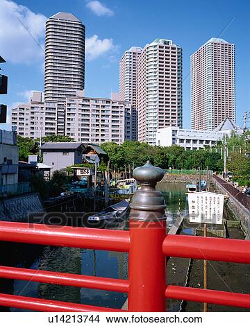 Picture - Bridge in Tsukudashima, Tokyo, Japan. Fotosearch